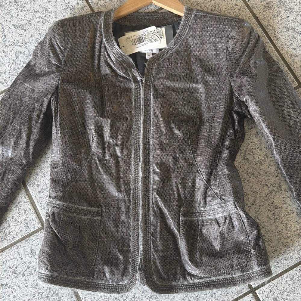 Armani Collezioni women’s Lamb leather Jacket Coat New Gray 8 $2135